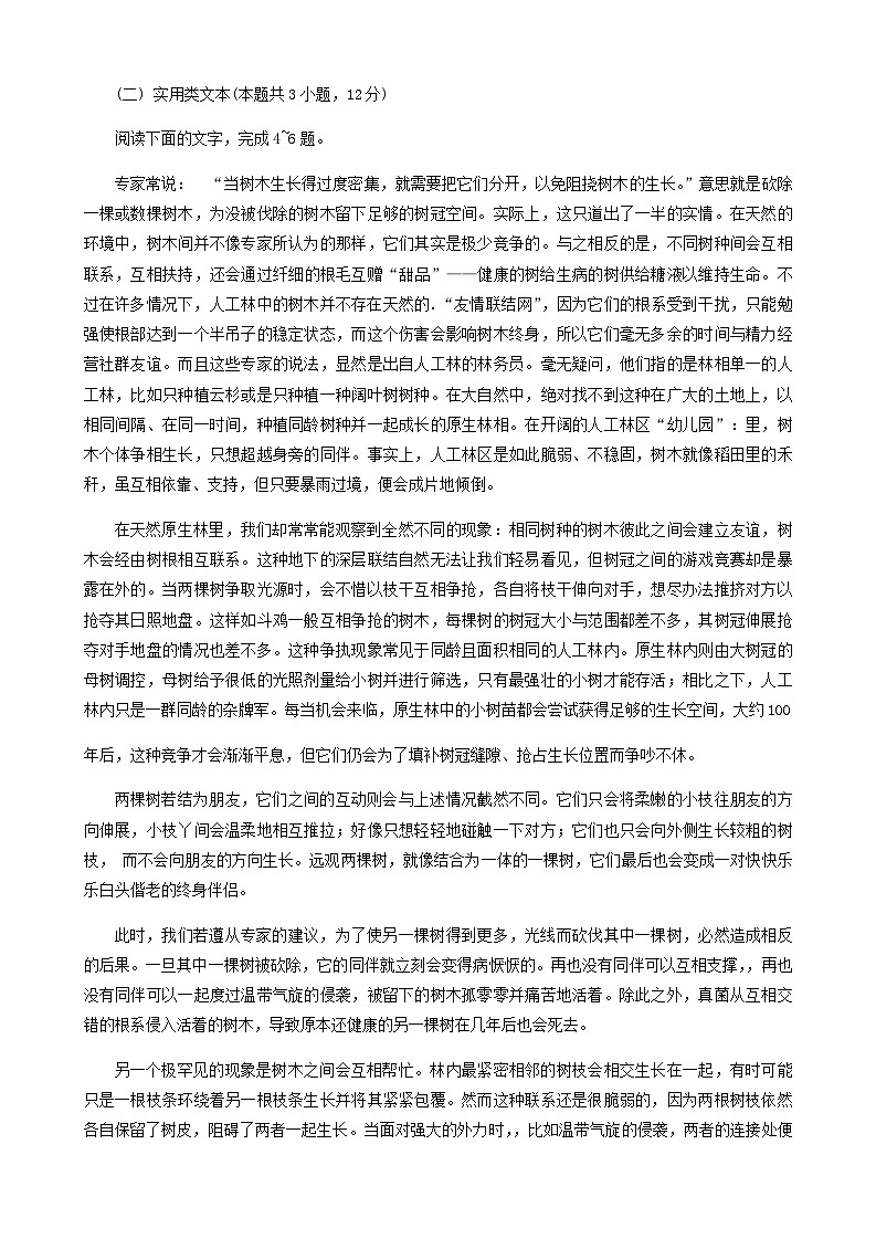 2024届四川省成都市树德中学高三上学期11月月考语文试题含答案03