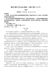 广东省惠州市重点中学2023-2024学年高一上学期期中语文试卷(无答案)