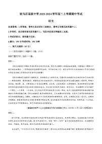 河南省驻马店高级中学2023-2024学年高二上学期期中考试语文试题（含答案）