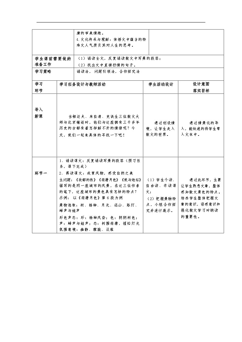 《故都的秋》《荷塘月色》《我与地坛》联读 教案第2页