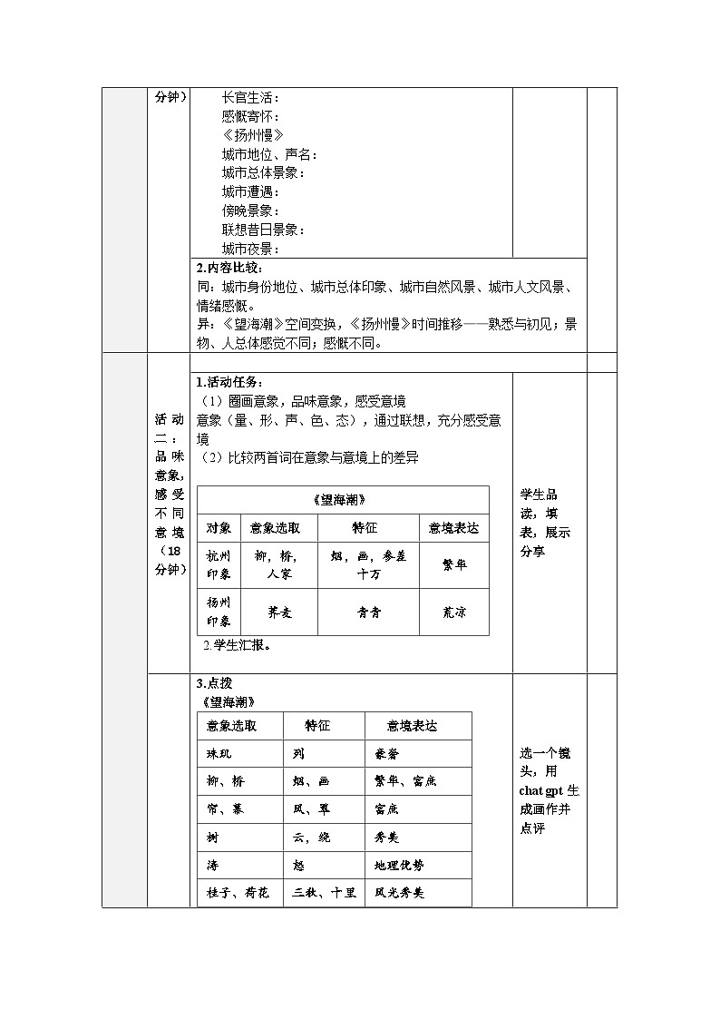 《望海潮》《扬州慢》比较阅读 教案02