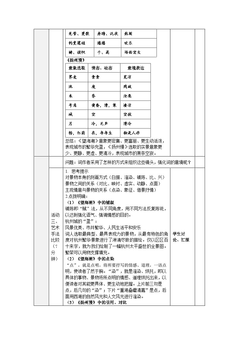 《望海潮》《扬州慢》比较阅读 教案03