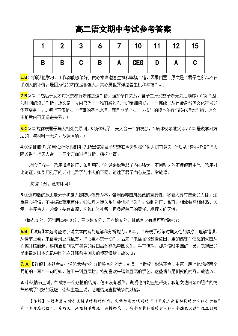 2023-2024学年广东省云浮市罗定中学城东学校高二上学期期中考试语文试题含答案01
