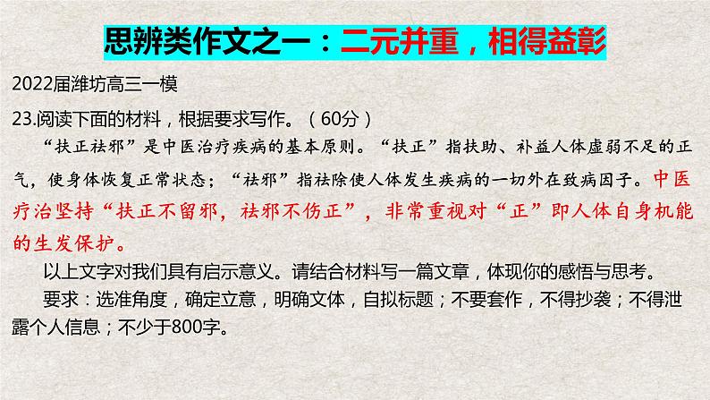 2024届高考语文复习：思辨性、关系型作文写作指导 课件07