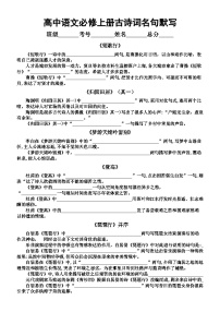 高中语文部编版必修上册全册古诗词名句默写练习（附参考答案）