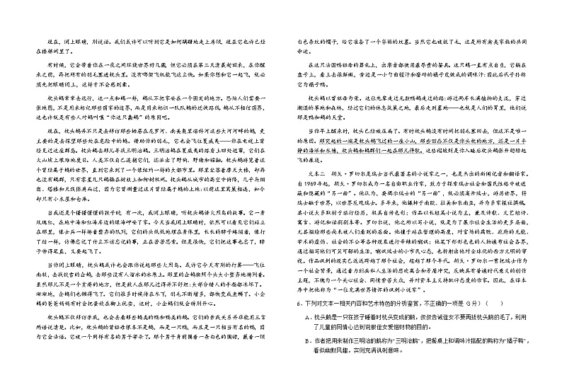 2024六安一中高二上学期期中考试语文含解析03