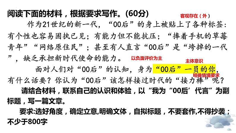 2024届高考语文复习：我为“00后”代言作文讲评课件第4页