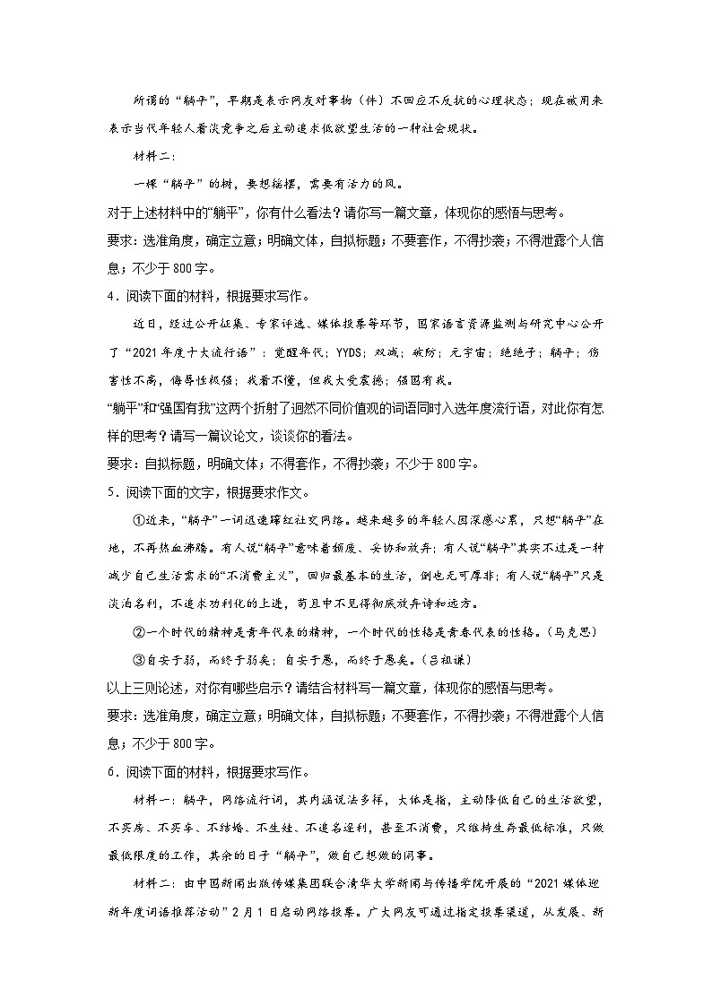 备战2024年高考语文作文专题训练：作文主题训练-躺平内卷第2页