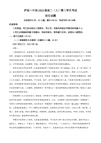 2024泸县一中高二上学期12月月考语文试题含解析