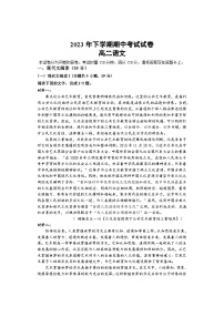 湖南省邵阳市武冈市2023-2024学年高二上学期期中考试语文试题（Word版附答案）