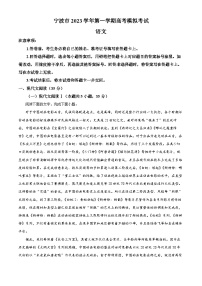 浙江省宁波市2023-2024学年高三上学期模拟检测语文试题（Word版附解析）