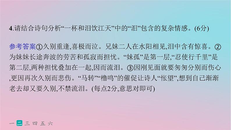 适用于新高考新教材2024版高考语文二轮复习专题5古代诗歌阅读突破练22由表及里分析思想情感和观点态度课件07