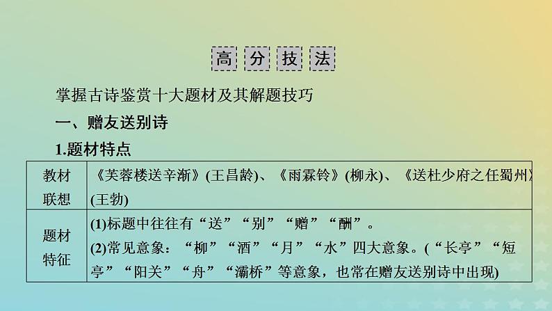 新教材适用2024版高考语文二轮总复习第1部分考点精讲复习板块2古代诗文阅读专题2古代诗歌阅读考点练透2诗意理解要归类课件06