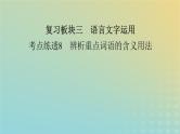 新教材适用2024版高考语文二轮总复习第1部分考点精讲复习板块3语言文字运用考点练透8辨析重点词语的含义用法课件