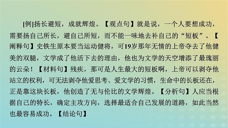 新教材适用2024版高考语文二轮总复习第1部分考点精讲复习板块4写作考点练透3议论文主体段落的写作技法课件第8页