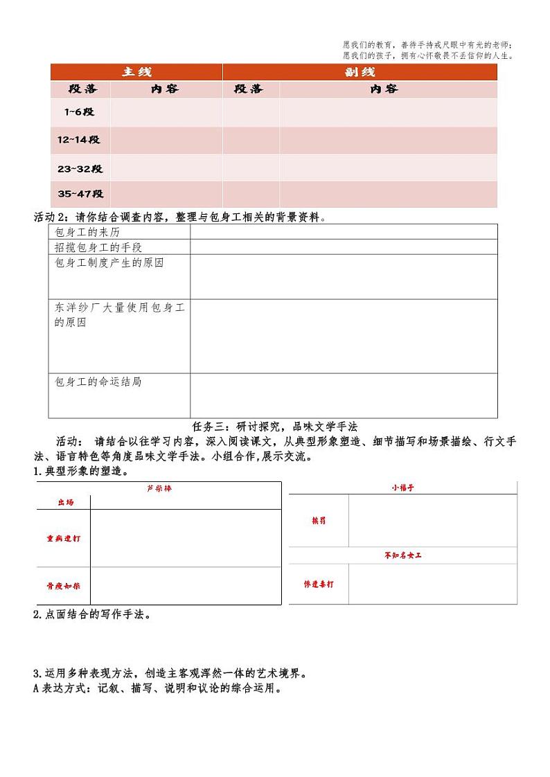 统编版 高中语文 选择性必修中册 第二单元 7《以有温度的文字探索光明——包身工》课件+教案+导学案02