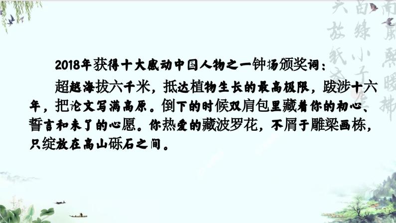 统编版 高中语文 必修上册 第二单元 4.2、3《心有一团火，温暖众人心》《“探界者”钟扬》课件+教案02