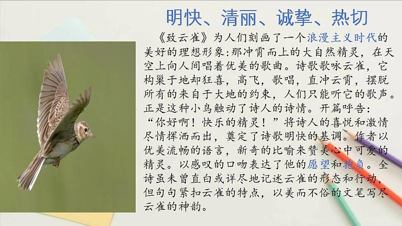 《致云雀》（随堂课件+教学设计）-2023-2024学年高一语文上学期同步精品课件+教学设计（统编版必修上册）08