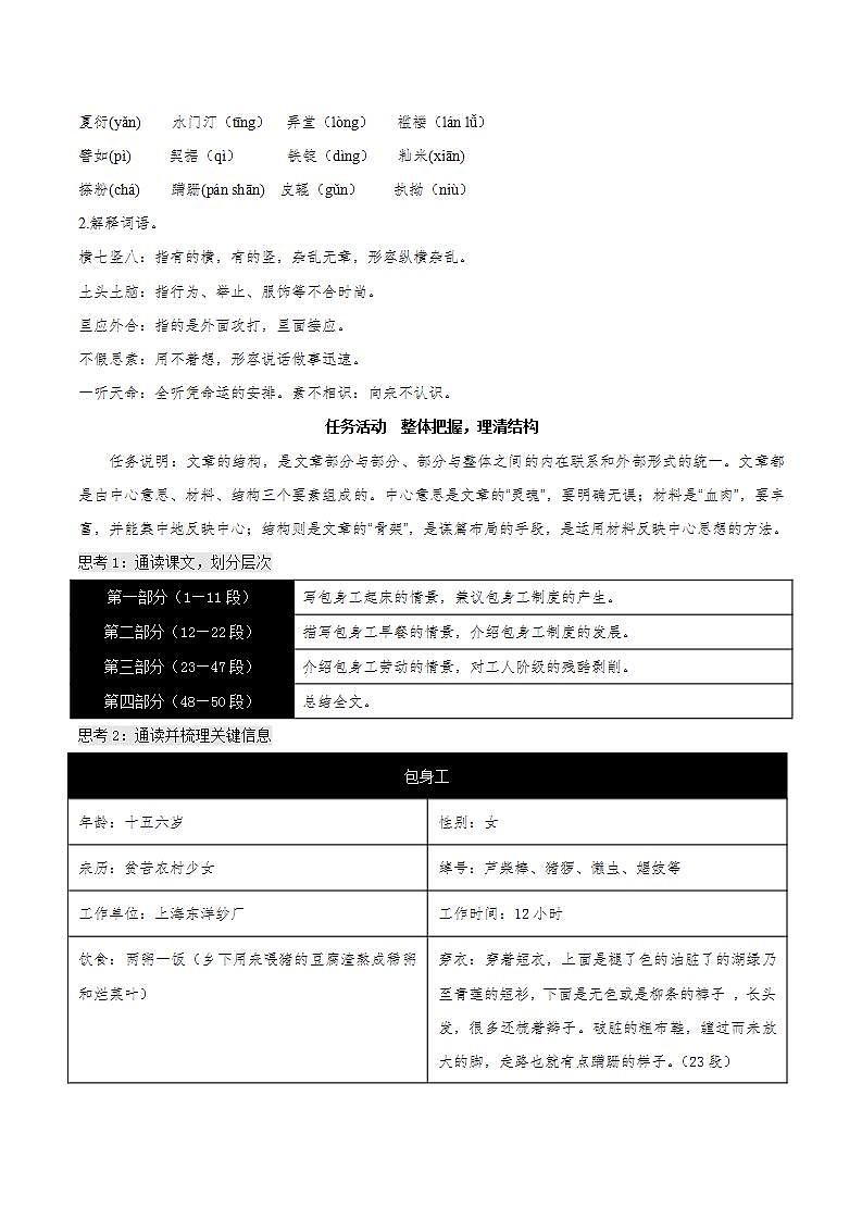 7《包身工》课件+教案+学案+分层练习03