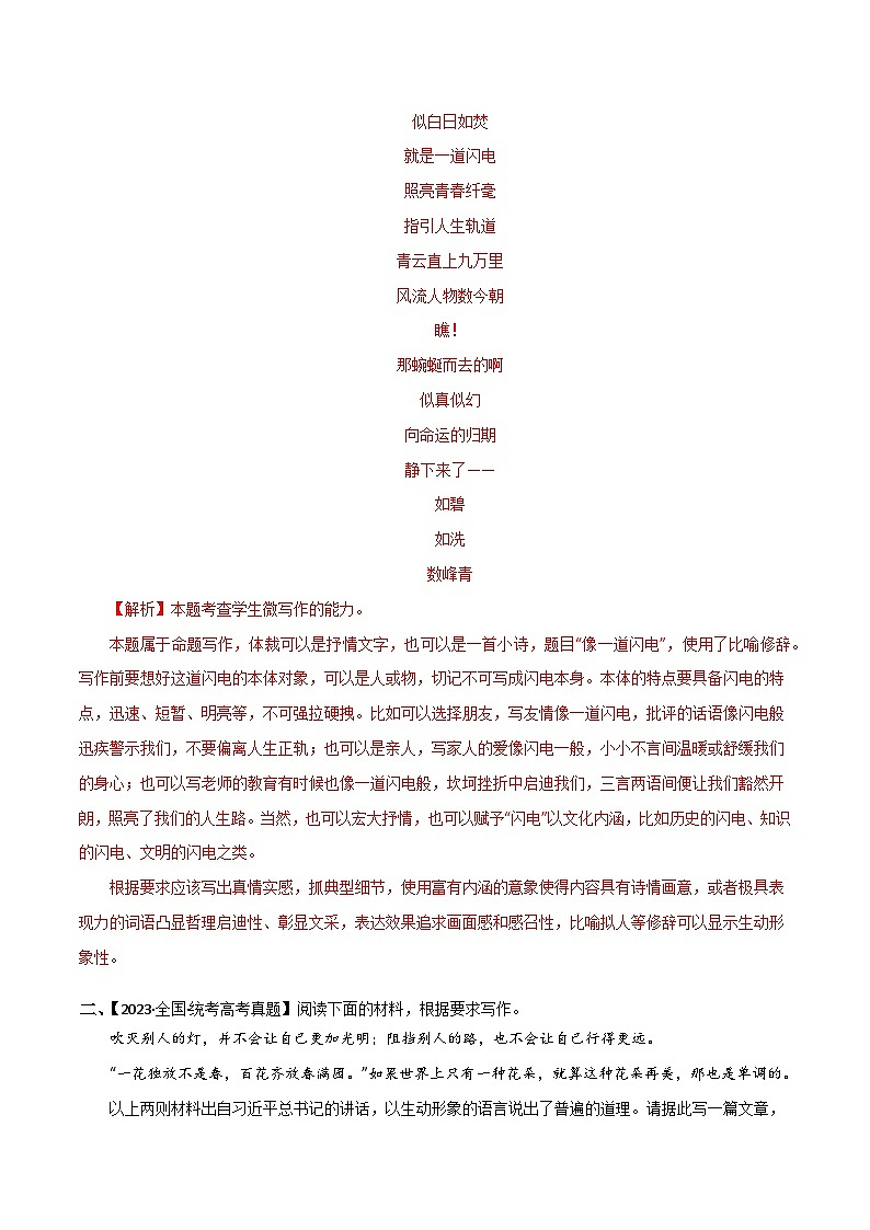 专题提升卷 写作-备战2024年高考语文一轮复习高效训练（新高考通用）（解析版）第3页