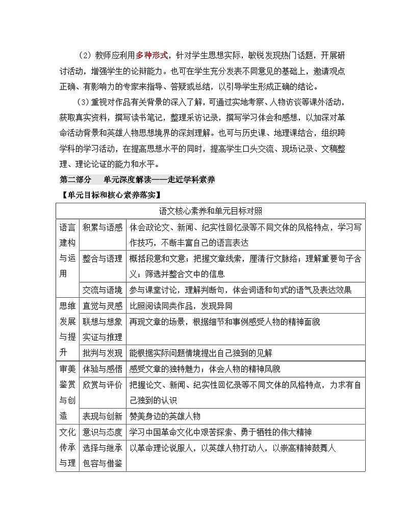 人教版部编（2019）高中语文选择性必修上册《第一单元伟大的复兴》名师解读 教学设计02