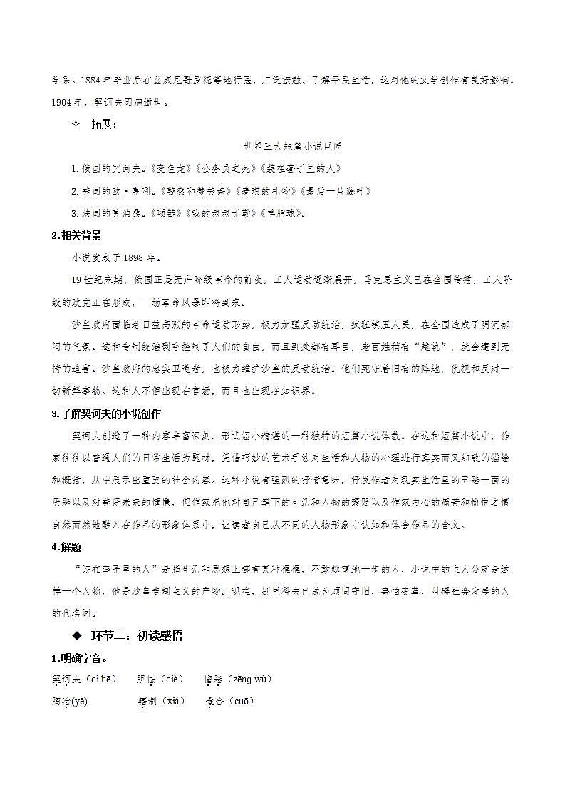 13.2《装在套子里的人》教学课件+教案+学案+分层练习+朗读视频02
