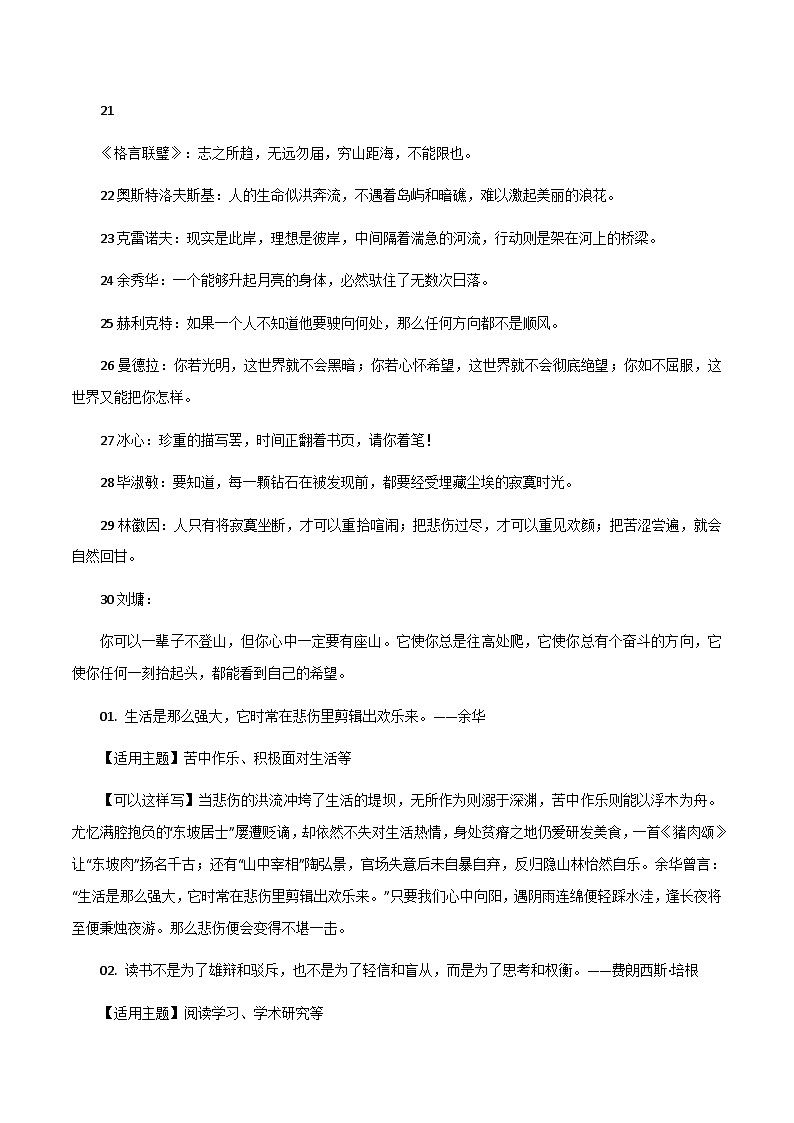 素材06：经典又实用的万能名言金句+高分金句主题与开头结尾-备战2024年高考语文热点素材+实用写作技巧第2页