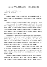 2022-2023学年贵州省黔东南州高一（上）期末语文试卷（含详细答案解析）