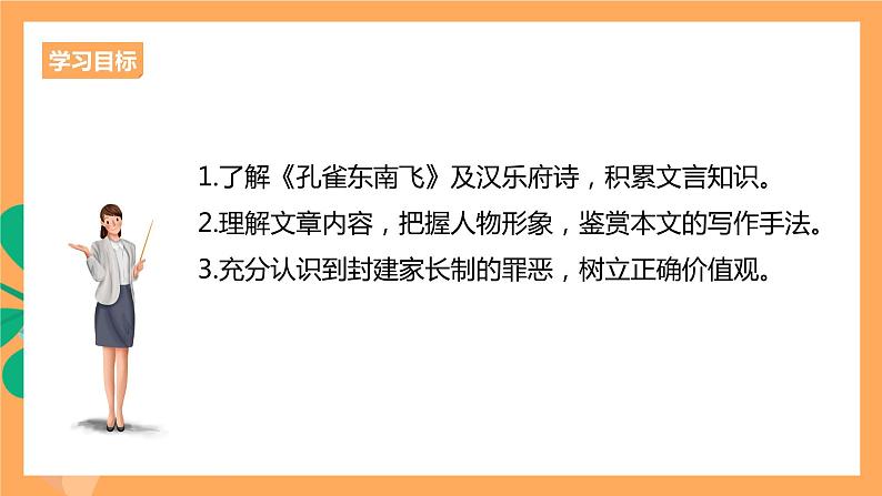 人教统编版高中语文选择性必修下册  2《孔雀东南飞》（课件）03