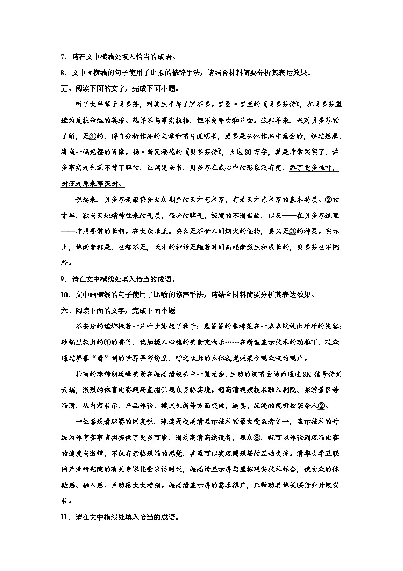 备战2024年高考语文复习专题---语用专题训练一拖二（成语+修辞）03
