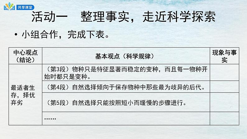 统编版 高中语文 选择性必修下册 空中课堂 第四单元13.1《自然选择的证明》课件+教案03
