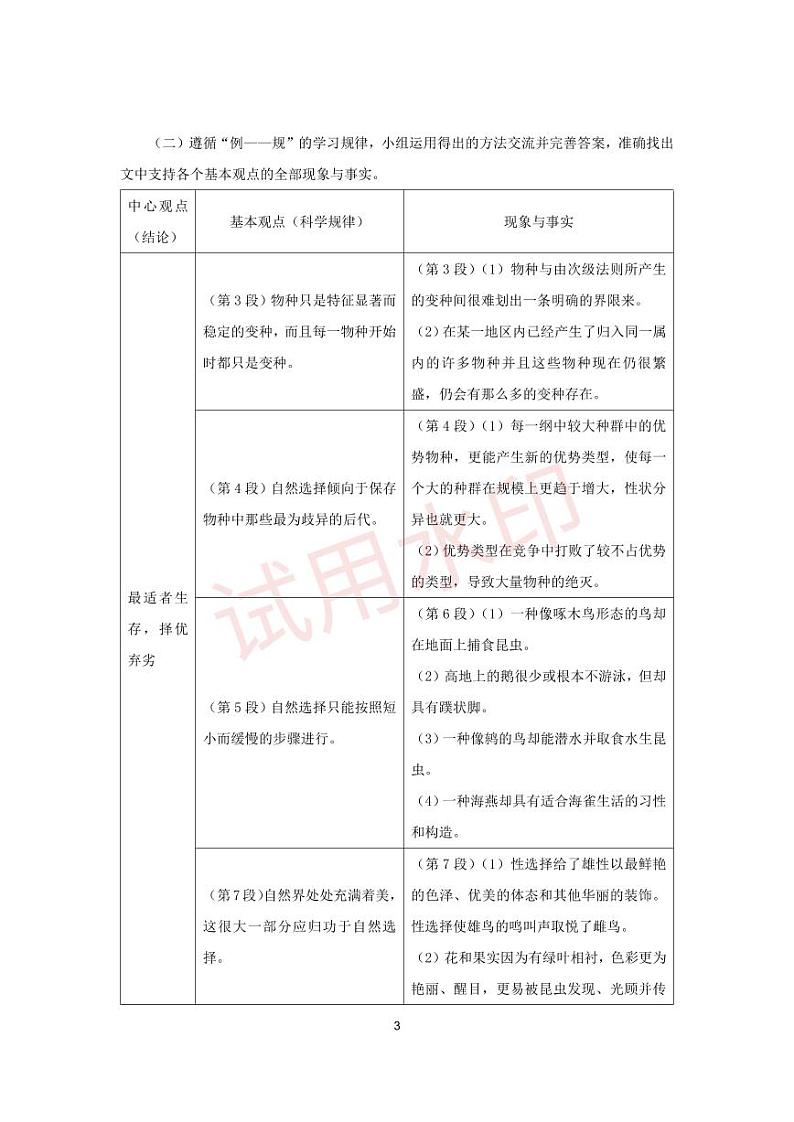 统编版 高中语文 选择性必修下册 空中课堂 第四单元13.1《自然选择的证明》课件+教案03