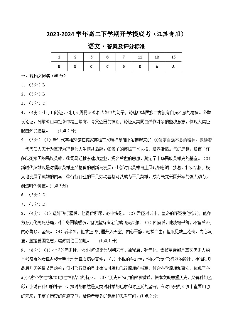 【开学摸底考】高二语文（江苏专用）-2023-2024学年高中下学期开学摸底考试卷.zip01