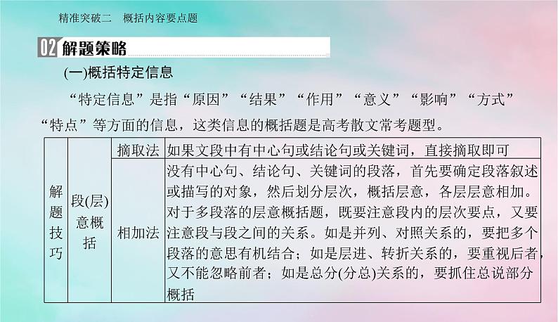 2024届高考语文二轮专题复习与测试第一部分专题三现代文阅读Ⅱ__散文阅读精准突破二概括内容要点题课件03