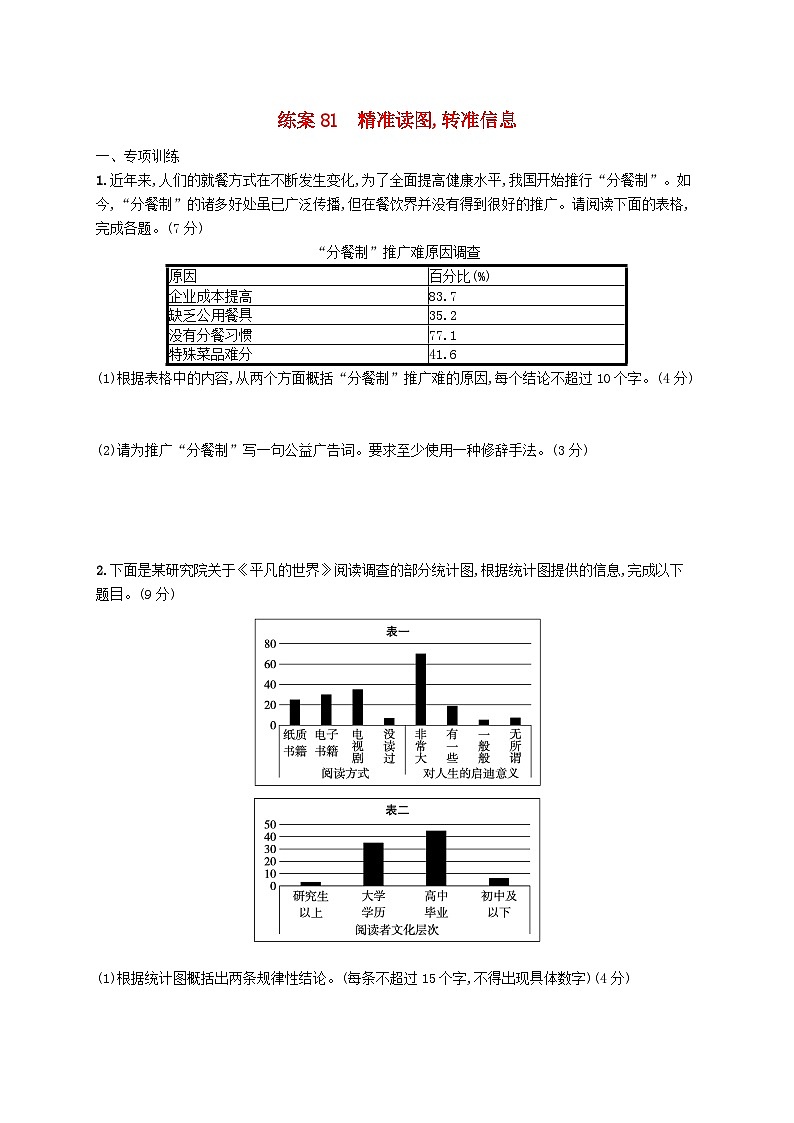 备战2025届新高考语文一轮总复习复习任务群8语言积累梳理与探究运用练案81精准读图转准信息（附解析）01