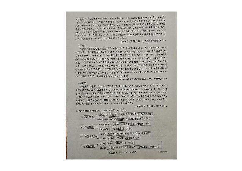 2023届广西北海市高三上学期第一次模拟考试语文试题第3页