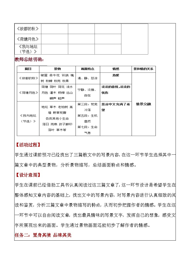 14《故都的秋》《荷塘月色》《我与地坛（节选）》群文阅读 教案03