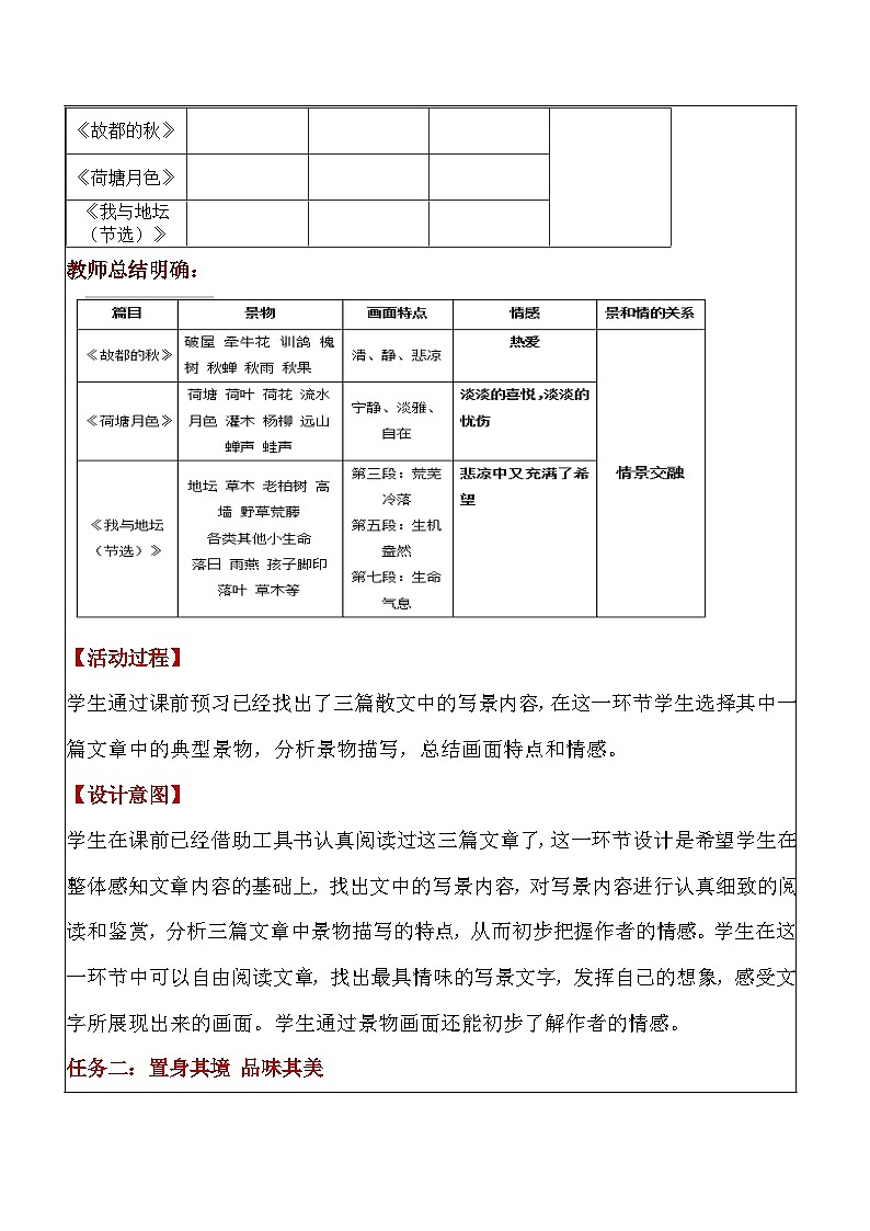 14《故都的秋》《荷塘月色》《我与地坛（节选）》群文阅读 教案03