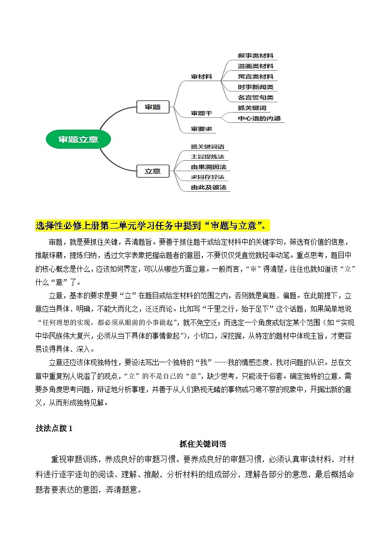 2024年高考语文一轮复习讲练测(新教材新高考)第01讲材料作文的审题立意(讲义)(原卷版+解析)02