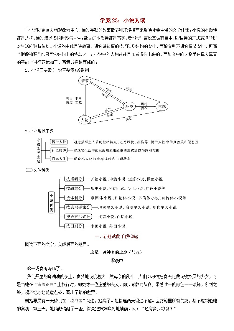 2024年高考语文文本阅读总复习学案23小说阅读01