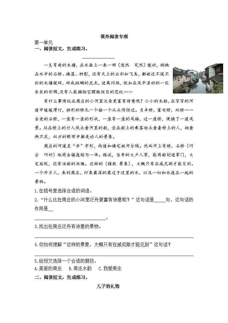 课外阅读专项第1页