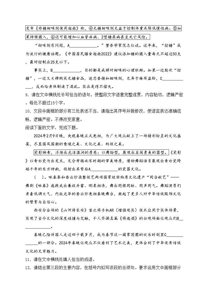 2024届高考语文二轮复习语言文字运用进阶专练（9）(含答案)第3页