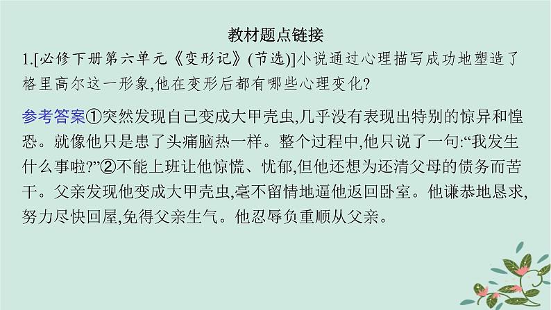 备战2025届新高考语文一轮总复习第2部分现代文阅读Ⅱ复习任务群2小说阅读任务4赏析小说的形象课件07