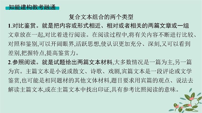 备战2025届新高考语文一轮总复习第2部分现代文阅读Ⅱ复习任务群4现代诗歌与戏剧阅读特殊任务2复合文本阅读课件05