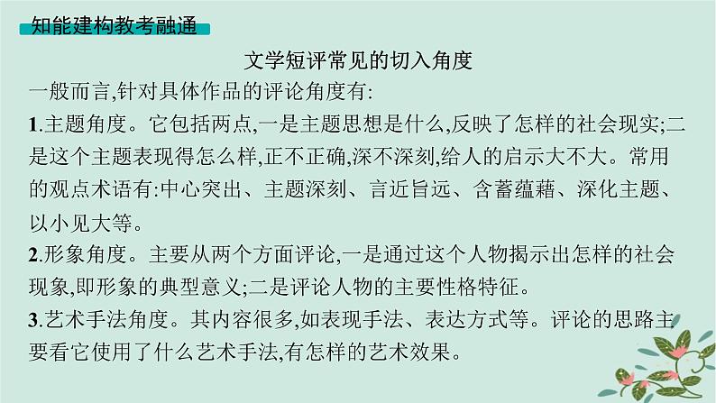 备战2025届新高考语文一轮总复习第2部分现代文阅读Ⅱ复习任务群4现代诗歌与戏剧阅读特殊任务1写文学短评课件05