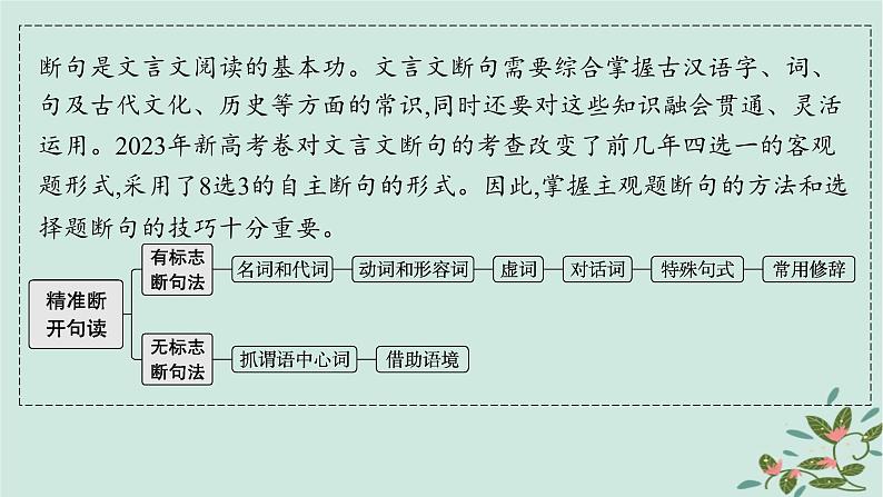 备战2025届新高考语文一轮总复习第3部分古代诗文阅读复习任务群5文言文阅读任务5掌握文言文断句的技巧与方法课件02