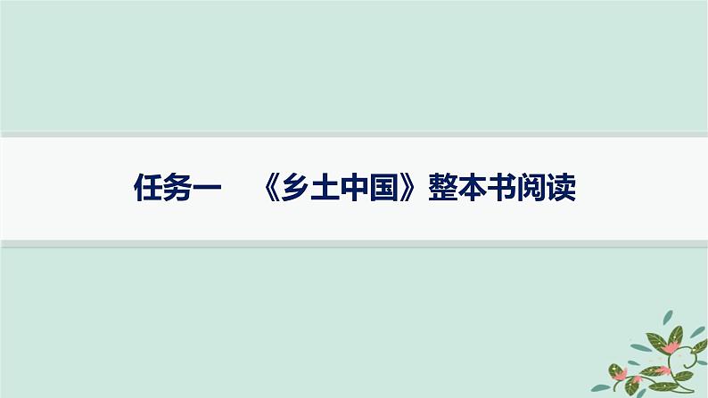 备战2025届新高考语文一轮总复习第6部分整本书阅读及文化生活复习任务群10整本书阅读及文化生活任务1乡土中国整本书阅读课件第1页