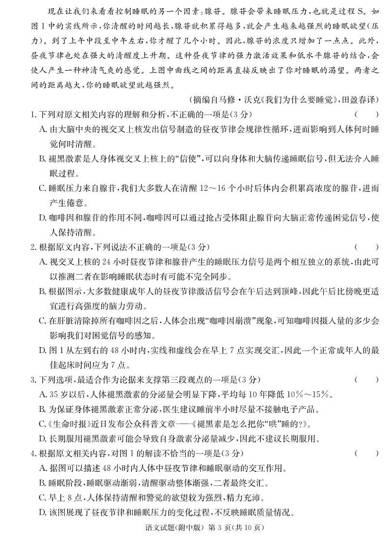 2024届湖南省师范大学附属中学高三下学期模拟考试（一）语文试题03