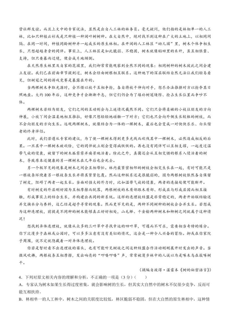 陕西省渭南市2024届高三下学期教学质量检测（Ⅱ）语文03