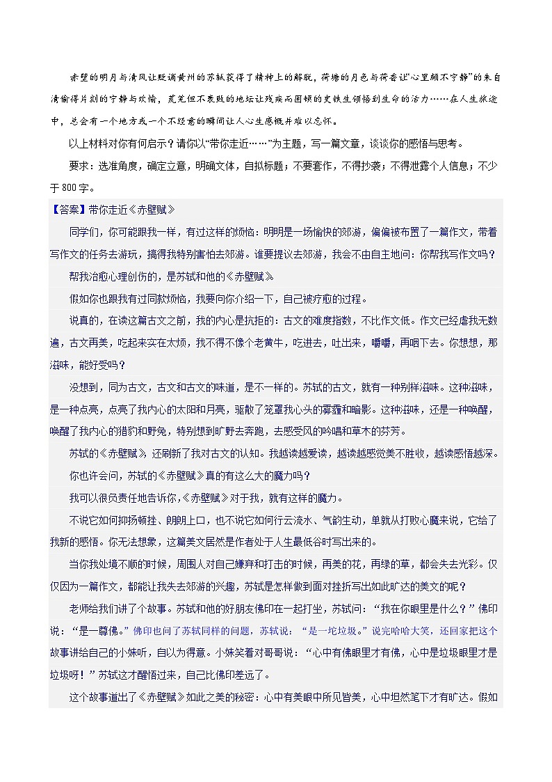 专题29 读写结合与教考衔接（练习）-2024年高考语文二轮复习练习（新教材新高考）03